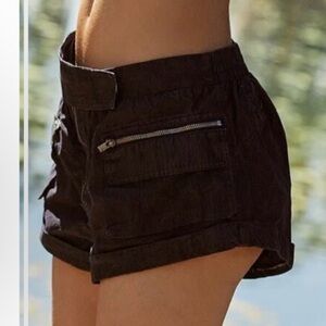 Free People Black Zippered In The Lead Cargo Shorts